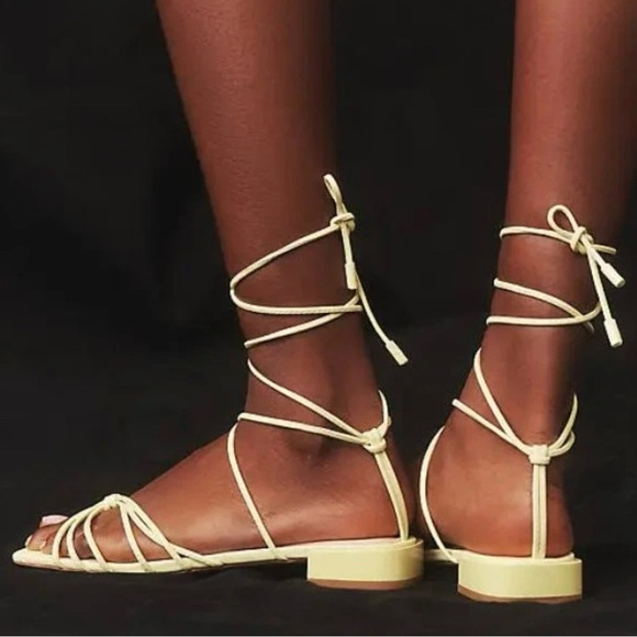 Anthropologie GUILHERMINA Lace-Up Sandals in Light Yellow Size 7 NWB - Picture 3 of 4